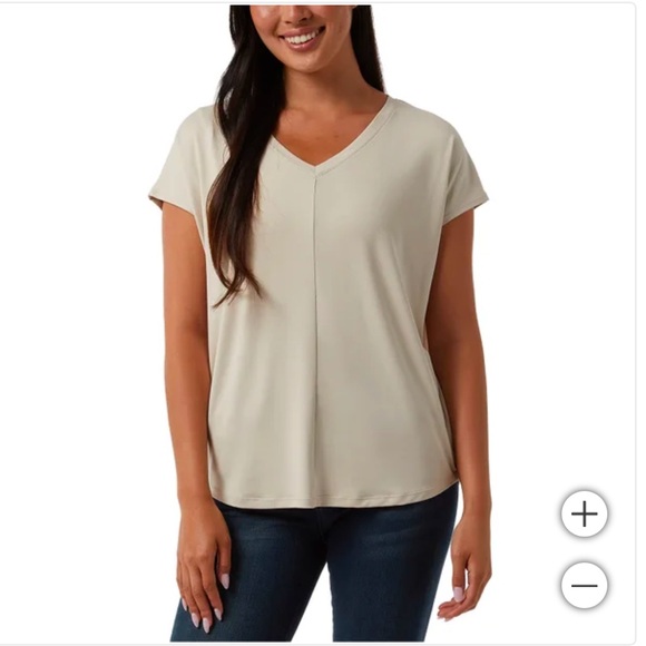 NWT 32 Degrees Ladies' V-Neck Top TAN - Picture 1 of 8